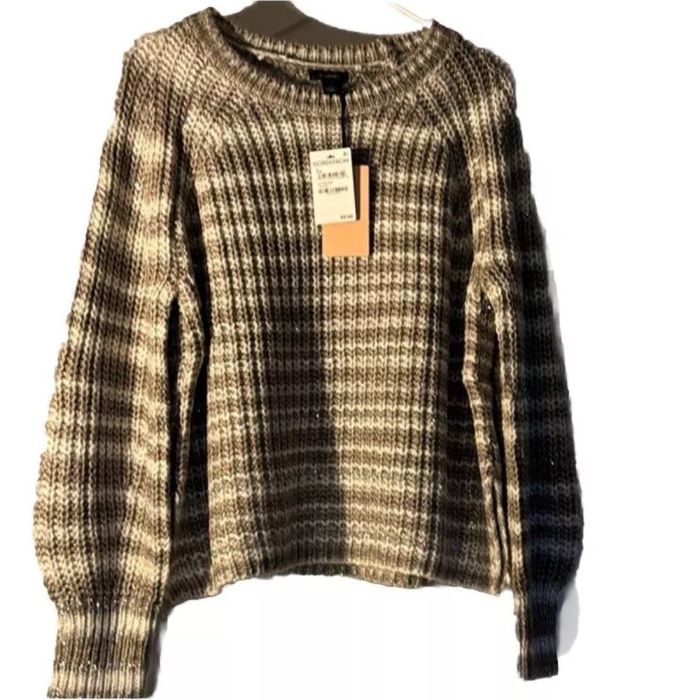 Halogen taupe striped sweaterer NWT size L perfect for the winter.